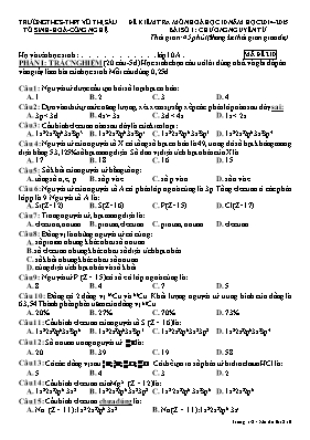 Đề kiểm tra số 1 môn Hóa học Lớp 10 - Mã đề 210 - Năm học 2014-2015 - Trường THCS - THPT Võ Thị Sáu